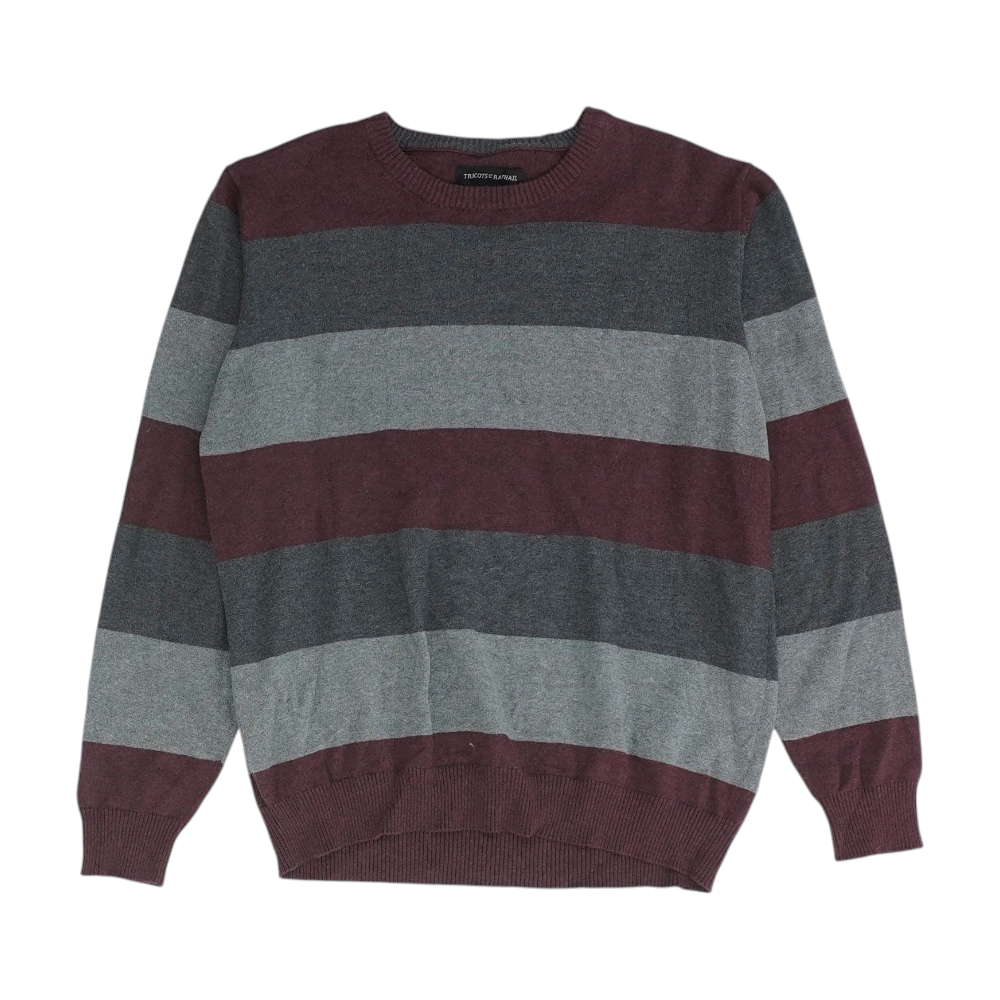 tricots st raphael Gray Striped Pullover Sweater – Image 1