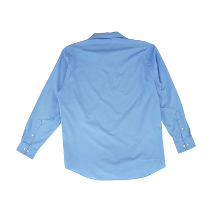 Blue Solid Long Sleeve Button Down