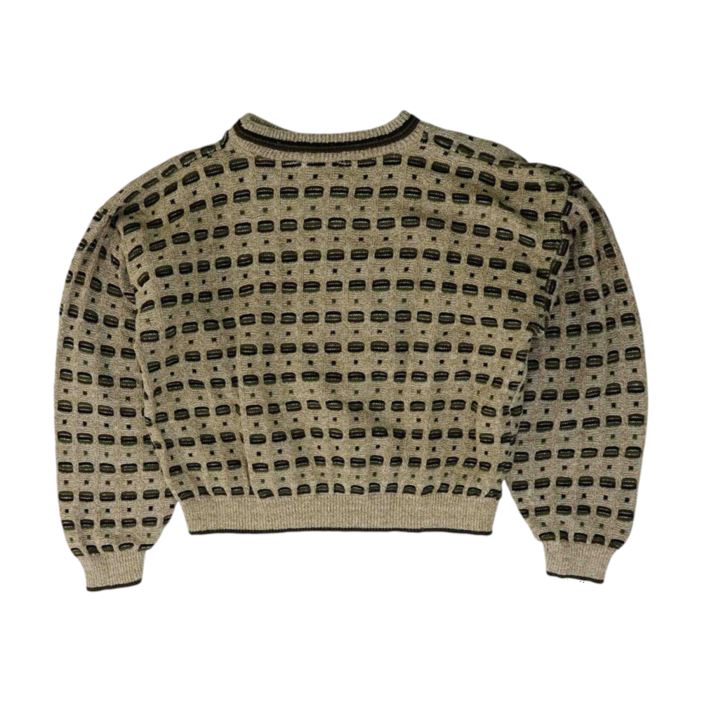 Beige Print Pullover Sweater