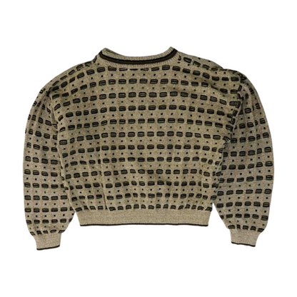 Beige Print Pullover Sweater