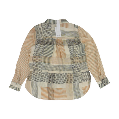 Beige Abstract Button Down