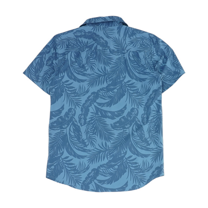 Blue Floral Short Sleeve Button Down