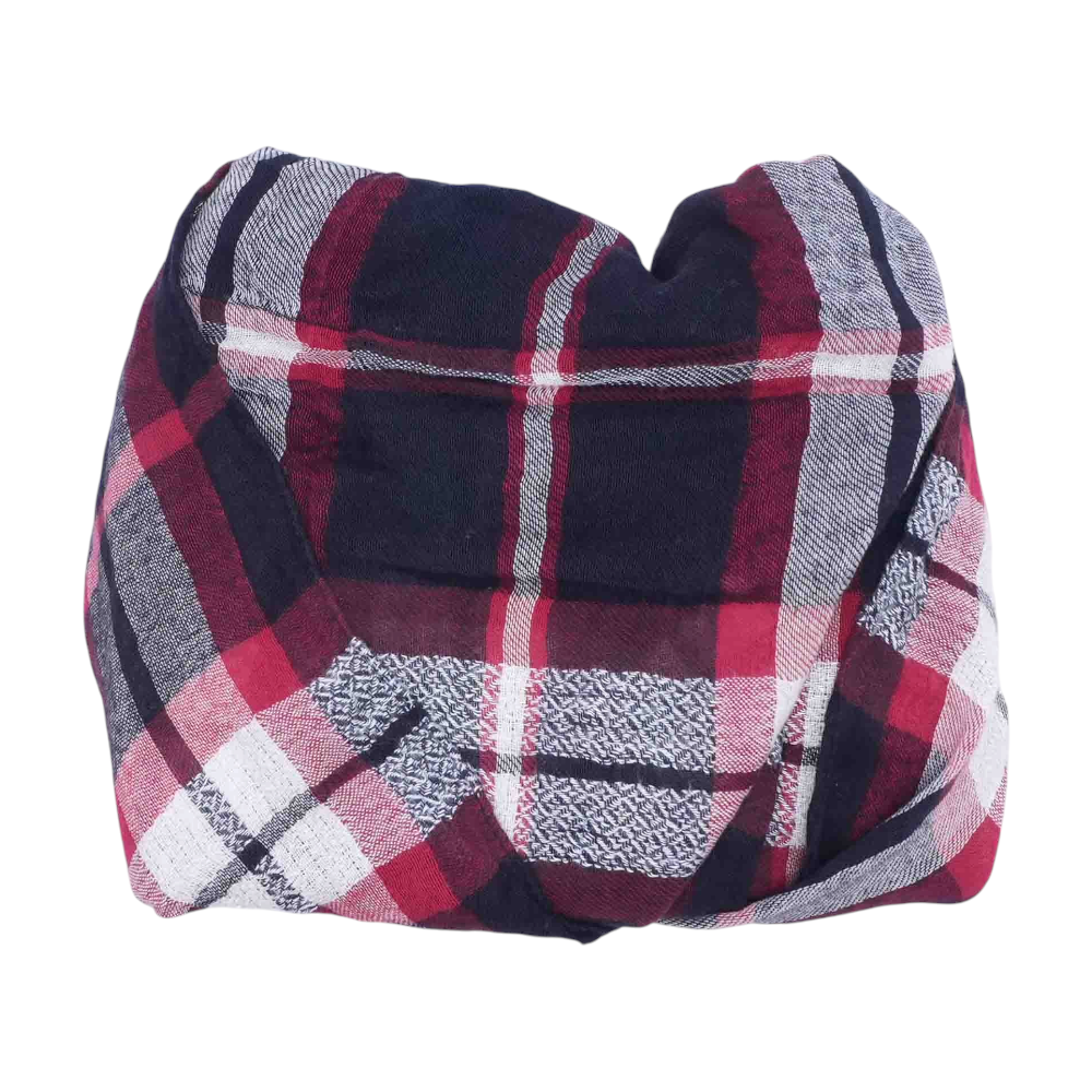 Multi Plaid Cotton Blend Scarf