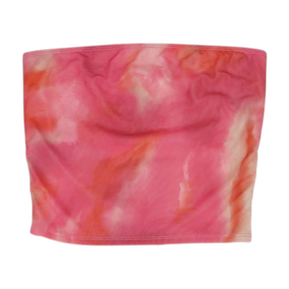 Pink Tie-Dye Cropped Blouse
