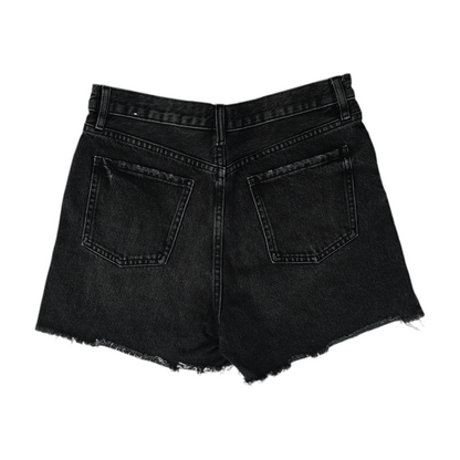 Black Solid Denim Shorts