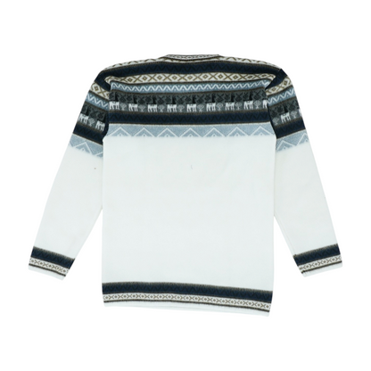White Graphic Pullover Sweater
