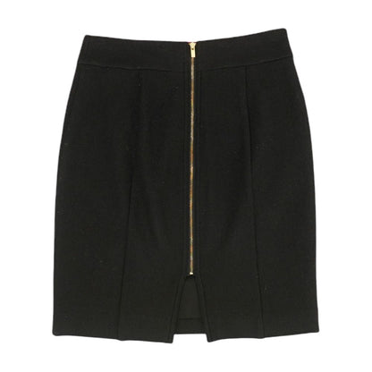 Black Solid Midi Skirt