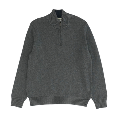 Gray Solid 1/4 Zip Sweater