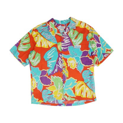 Vintage Red Tropical Short Sleeve Button Down