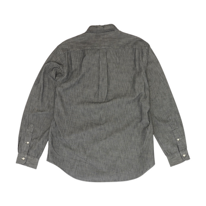 Gray Solid Long Sleeve Button Down
