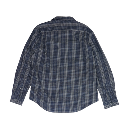 Navy Plaid Long Sleeve Button Down