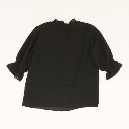 Black Solid 3/4 Sleeve Blouse
