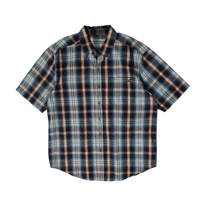 Blue Plaid Short Sleeve Button Down