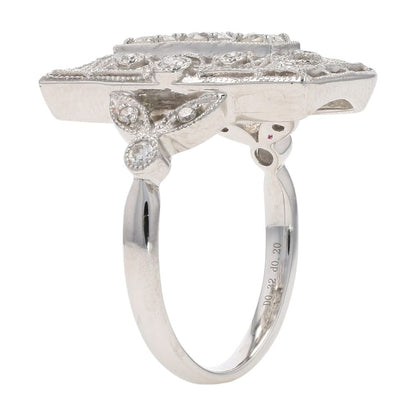 .50 Ct Platinum Diamond Deco Style With Filigree Cocktail Ring
