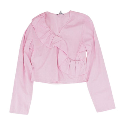 Pink Striped Long Sleeve Blouse