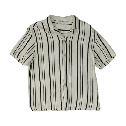 White Striped Short Sleeve Button Down