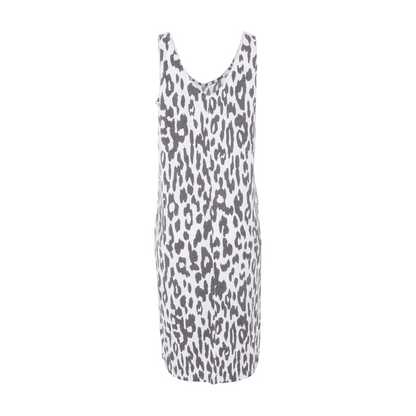 White Animal Print Midi Dress