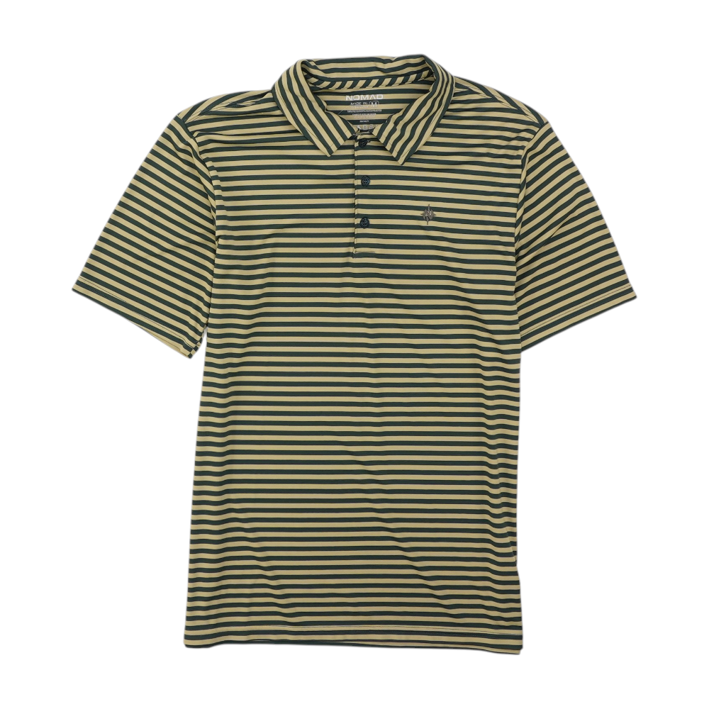 Khaki Striped Short Sleeve Polo