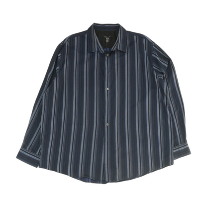 Navy Striped Long Sleeve Button Down