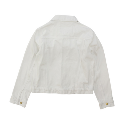 White Solid Denim Jacket