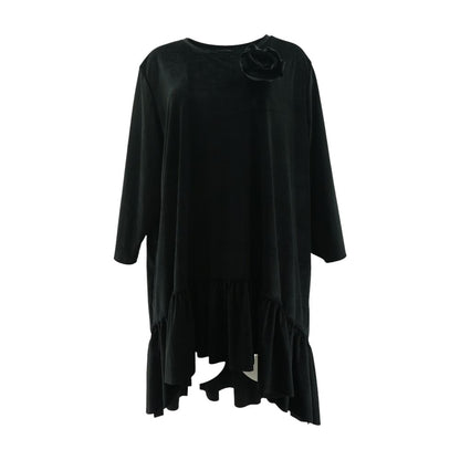 Black Solid Midi Dress