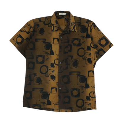 Brown Graphic Short Sleeve Button Down