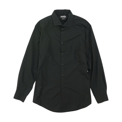Black Solid Long Sleeve Button Down