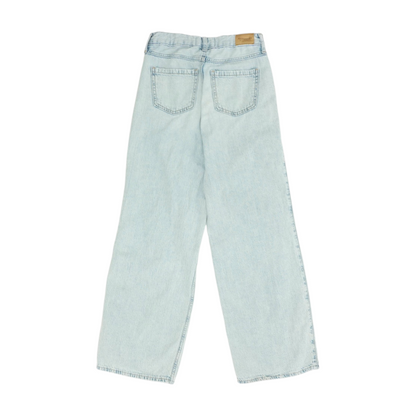 Blue Solid Wide Leg Jeans