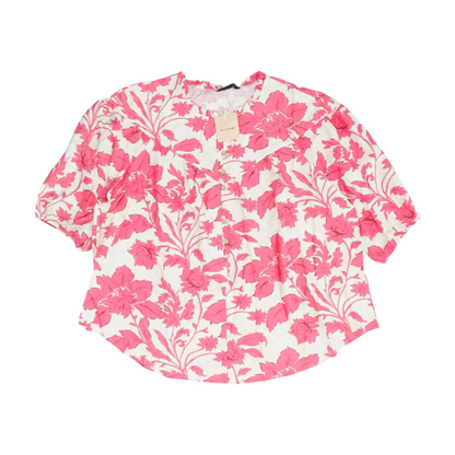 White Plus Size Floral Blouse
