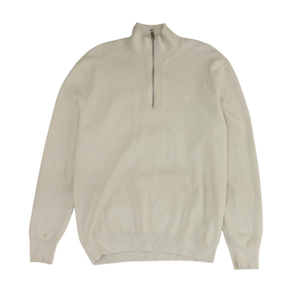 White Solid 1/4 Zip Pullover