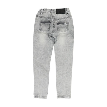 Gray Solid Tapered Jeans