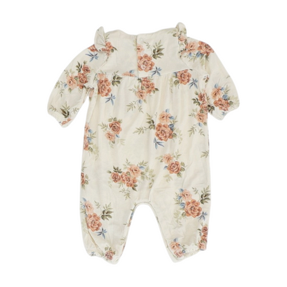 Cream Floral Long Sleeve One-Piece