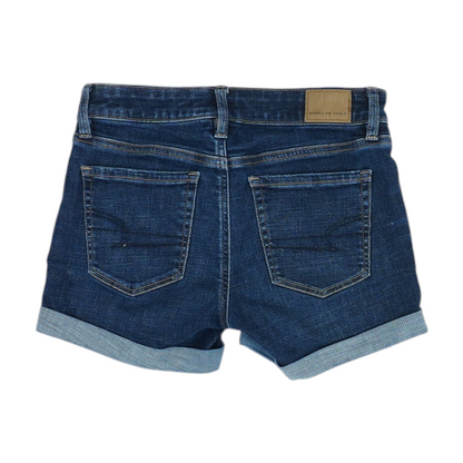 Blue Solid Denim Shorts