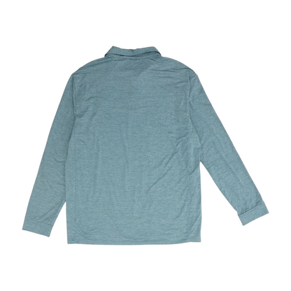 Blue Solid Long Sleeve Polo