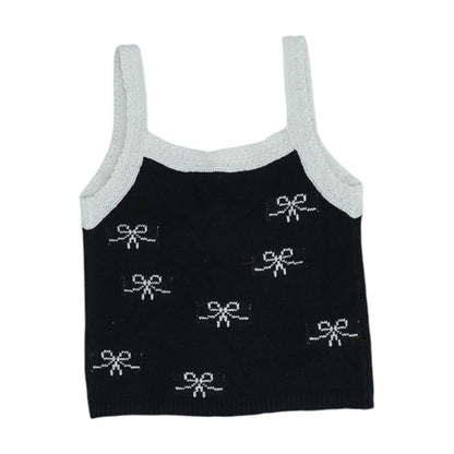 Black Graphic Tank Knit Top