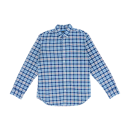 Navy Plaid Long Sleeve Button Down
