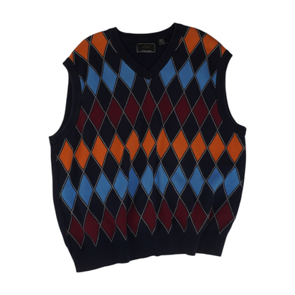 Navy Argyle Vest Sweater