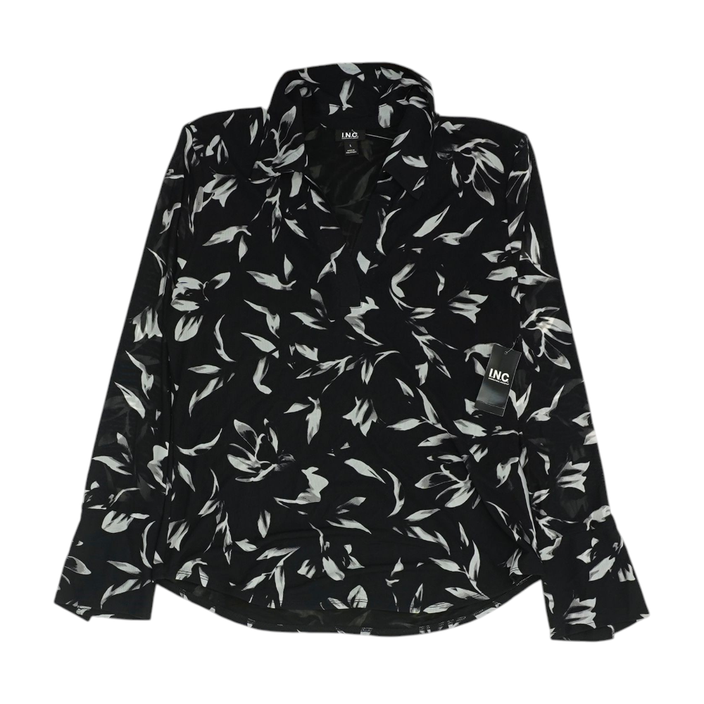 INC International Concepts Black Print Blouse – Image 1
