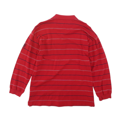 Red Striped Long Sleeve Polo