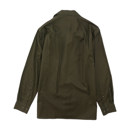 Green Solid Long Sleeve Button Down