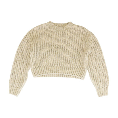 Beige Solid Crewneck Sweater