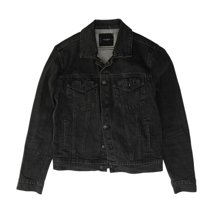 Black Solid Denim Jacket