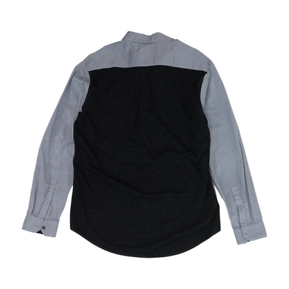 Blue Solid Long Sleeve Button Down