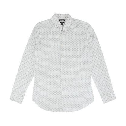 White Polka Dot Long Sleeve Button Down