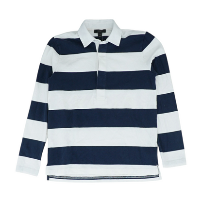 Navy Striped Long Sleeve Polo