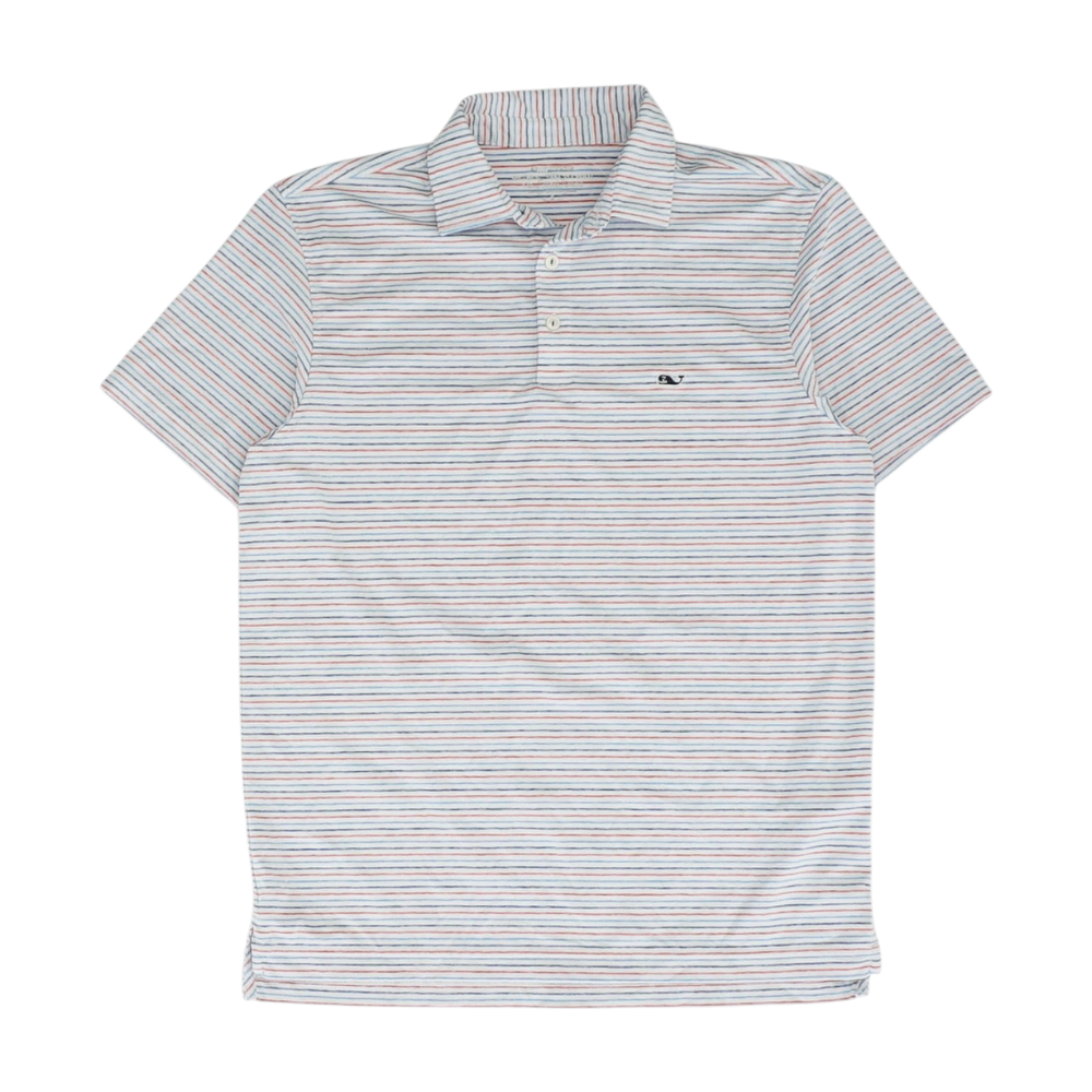 White Striped Short Sleeve Polo