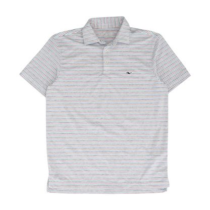 White Striped Short Sleeve Polo