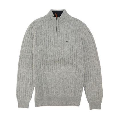 Gray Solid 1/4 Zip Sweater