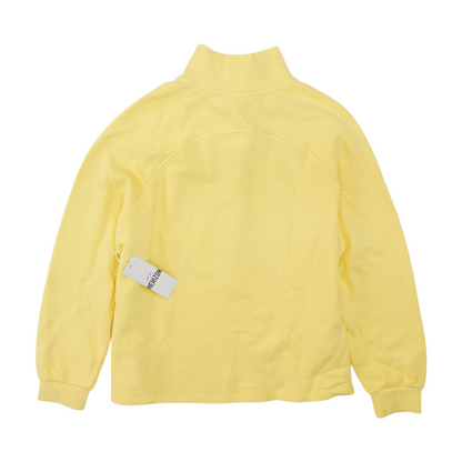Yellow Plus Size Solid 1/4 Zip Pullover