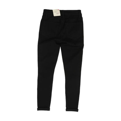 Black Solid Mid Rise Jeans